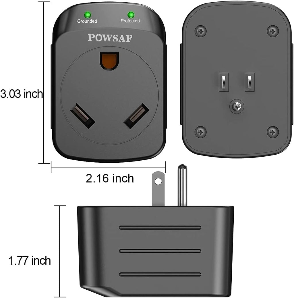 POWSAF 15A male to 30A female RV power adapter NEMA 5-15P to TT-30R - detail image 7