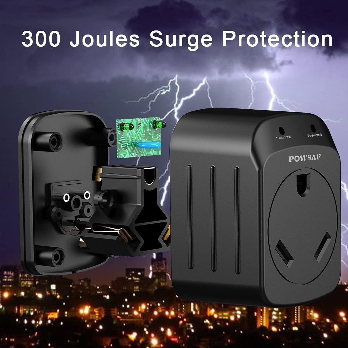 POWSAF 15A male to 30A female RV power adapter NEMA 5-15P to TT-30R - detail image 4