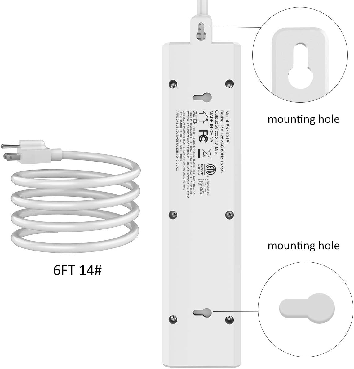 POWSAF 12-outlet surge protector power strip detail image 5