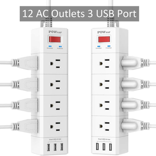 POWSAF 12-outlet surge protector power strip detail image 2
