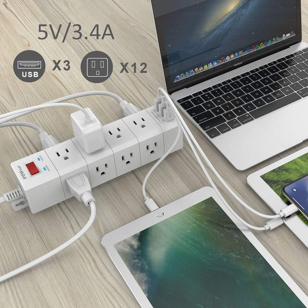 POWSAF 12-outlet surge protector power strip detail image 3