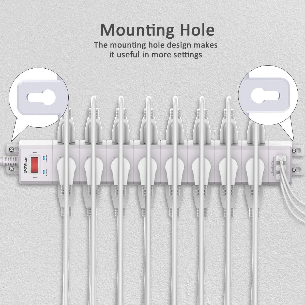 POWSAF 24-outlet surge protector power strip detail image 3