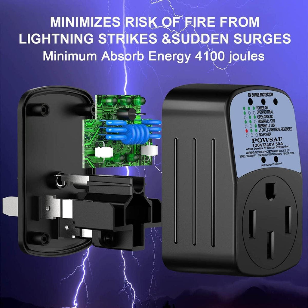 POWSAF 50A RV surge protector with circuit analyzer and weather-resistant housing - detail image 6