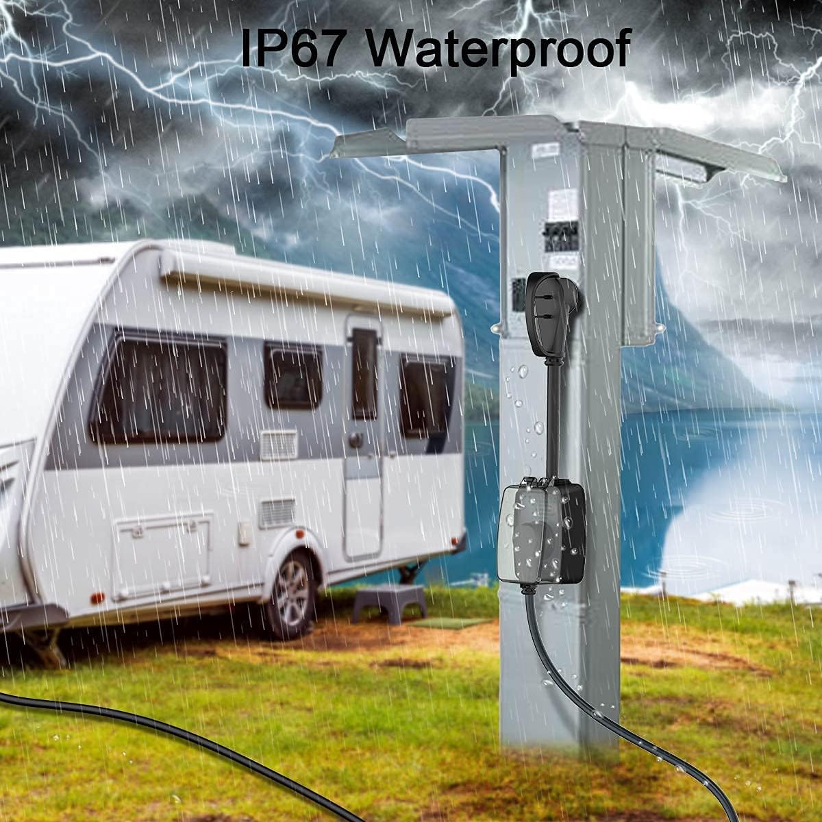 POWSAF 30A RV surge protector with waterproof cover and circuit analyzer - detail image 6