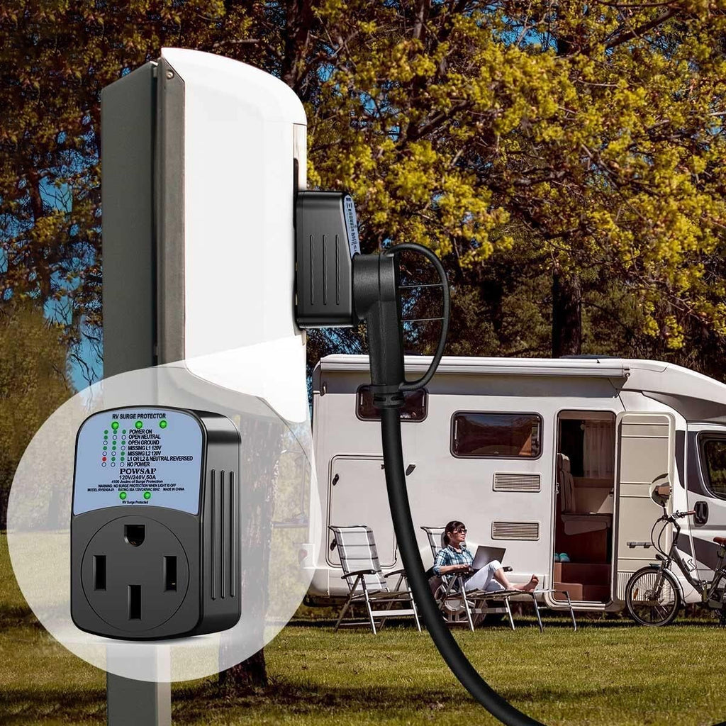 POWSAF 50A RV surge protector with circuit analyzer and weather-resistant housing - detail image 4